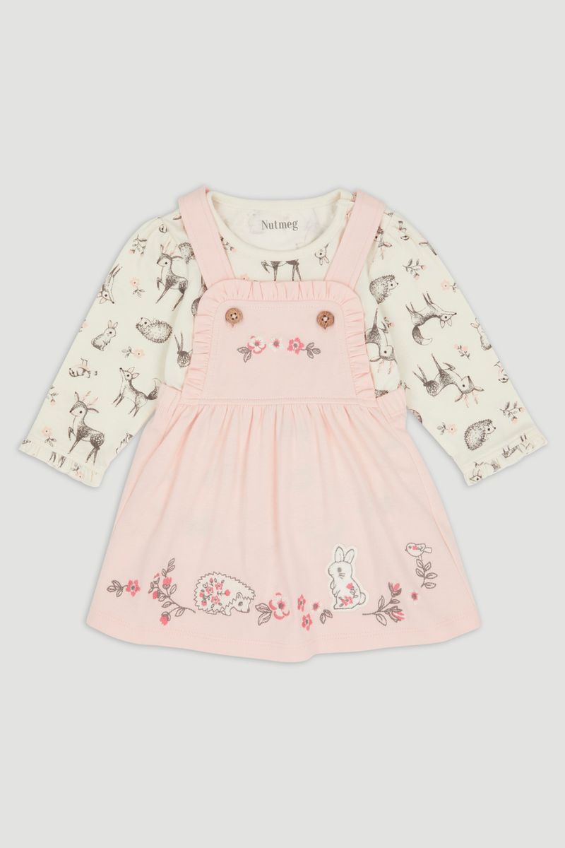 Deer Applique Pinafore Dress Set