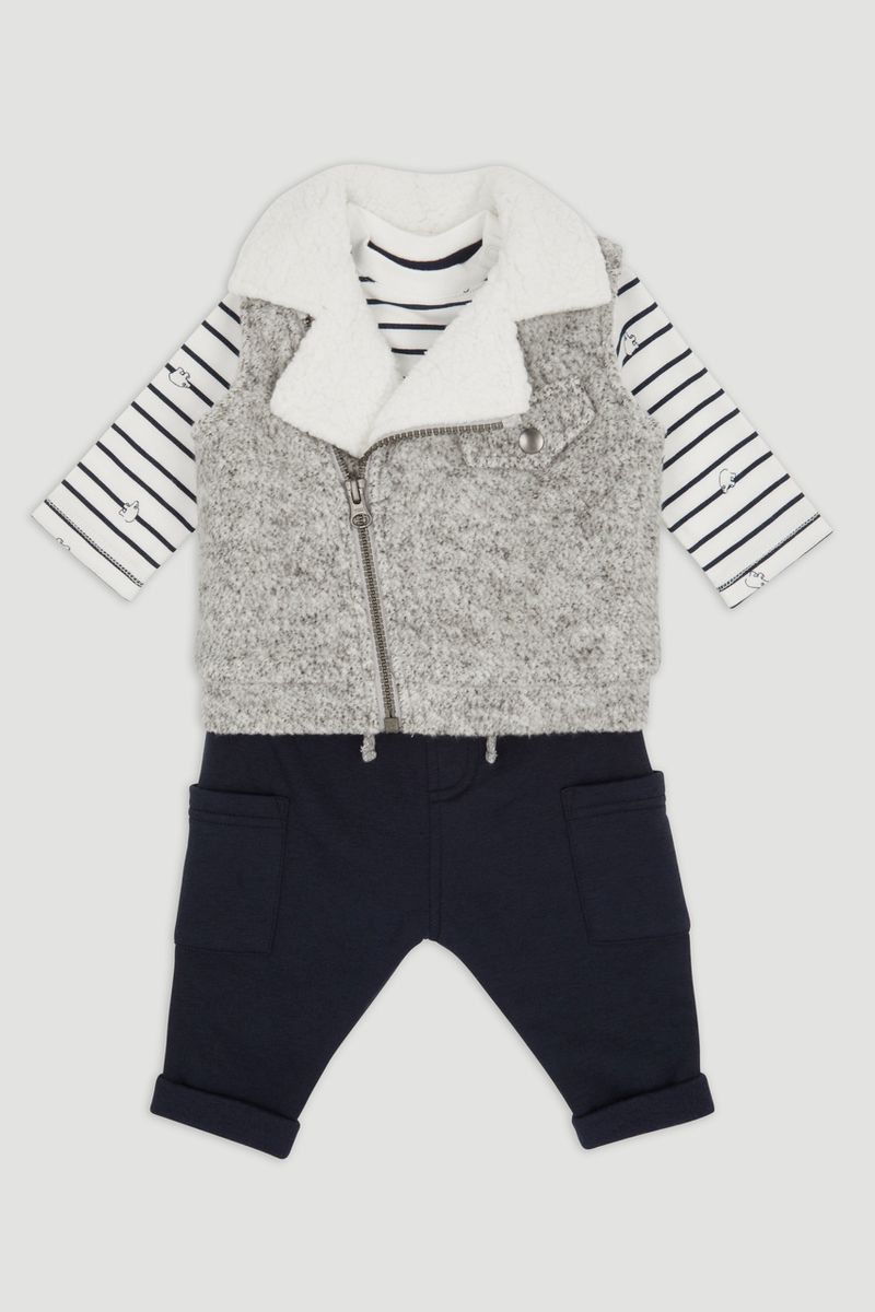 Grey Biker Gilet & Jogger Set