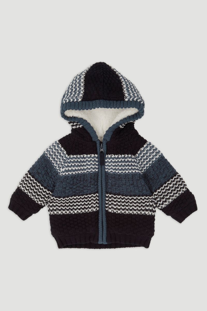 Blue Stripe Borg Cardigan