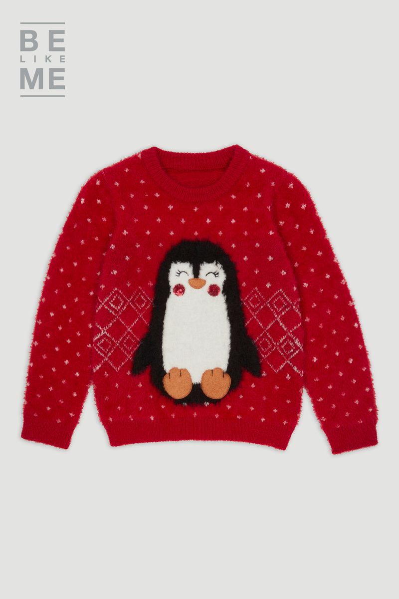 Family Of Red Christmas Penguin Jumper