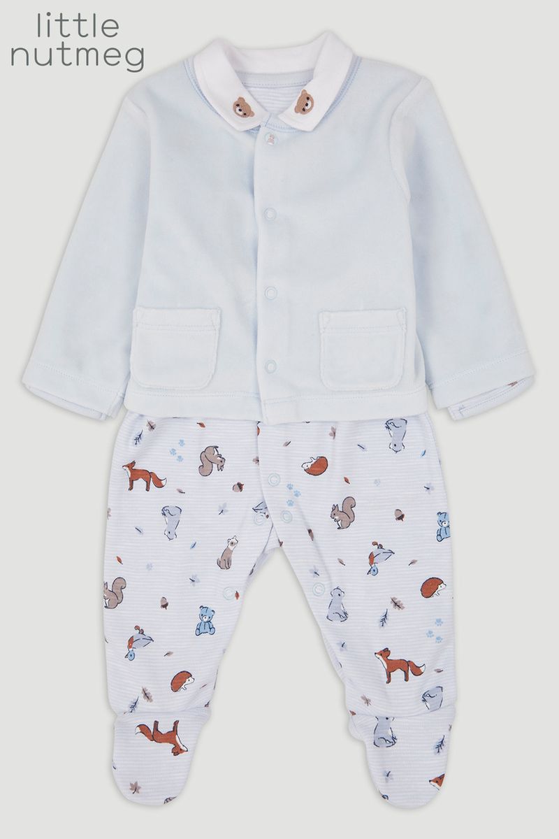 Little Nutmeg Blue Sleepsuit & Jacket