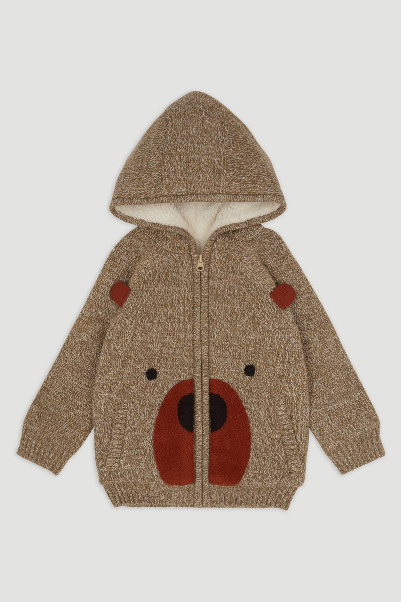 Bear Boucle Knit Hoodie