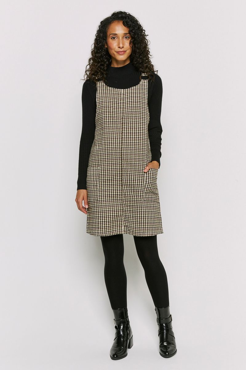 dogtooth pinafore dress