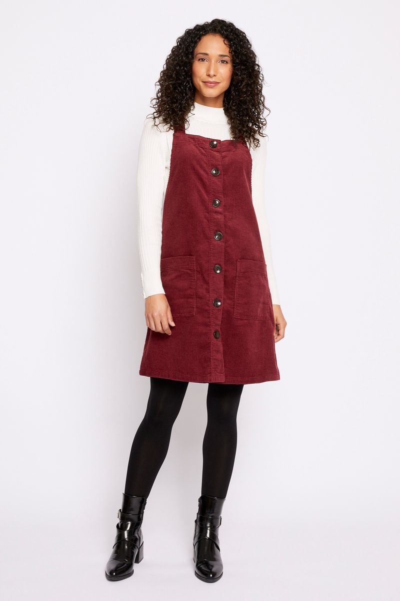 Cord Button Front Pinafore
