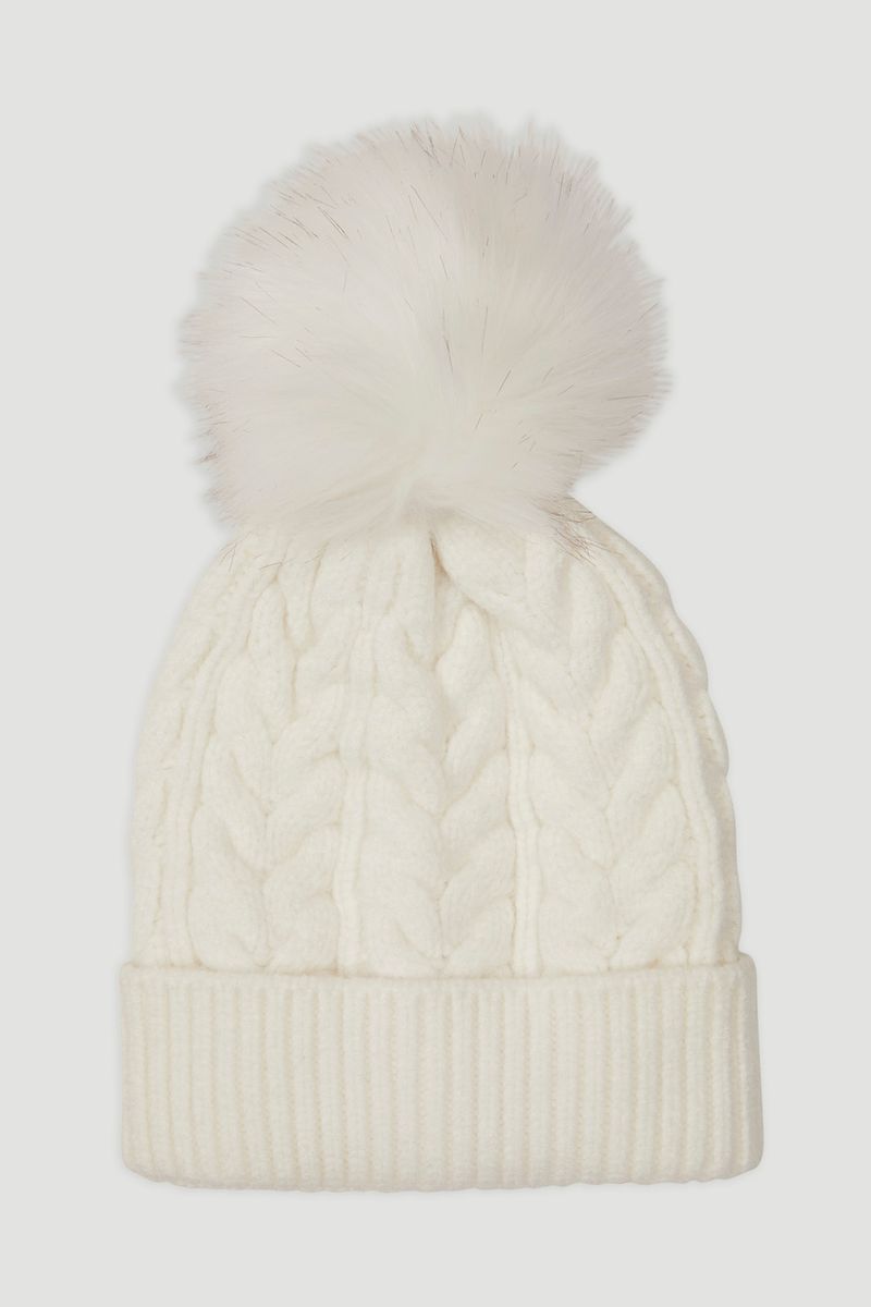 Cream Cable Knit Beanie Hat
