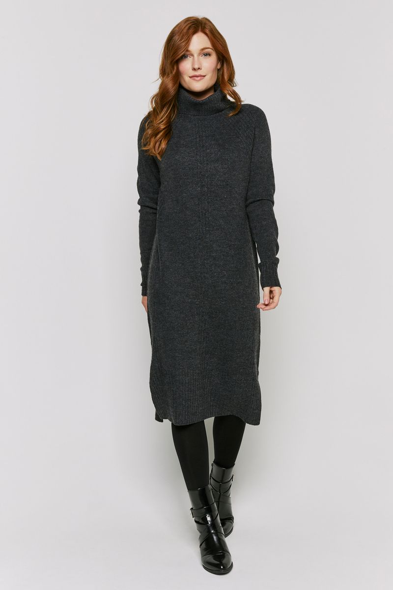 Rib Roll Neck Dress