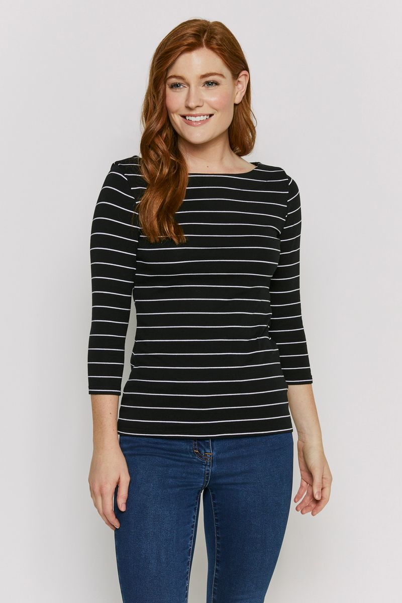 Black Stripe Bardot Top