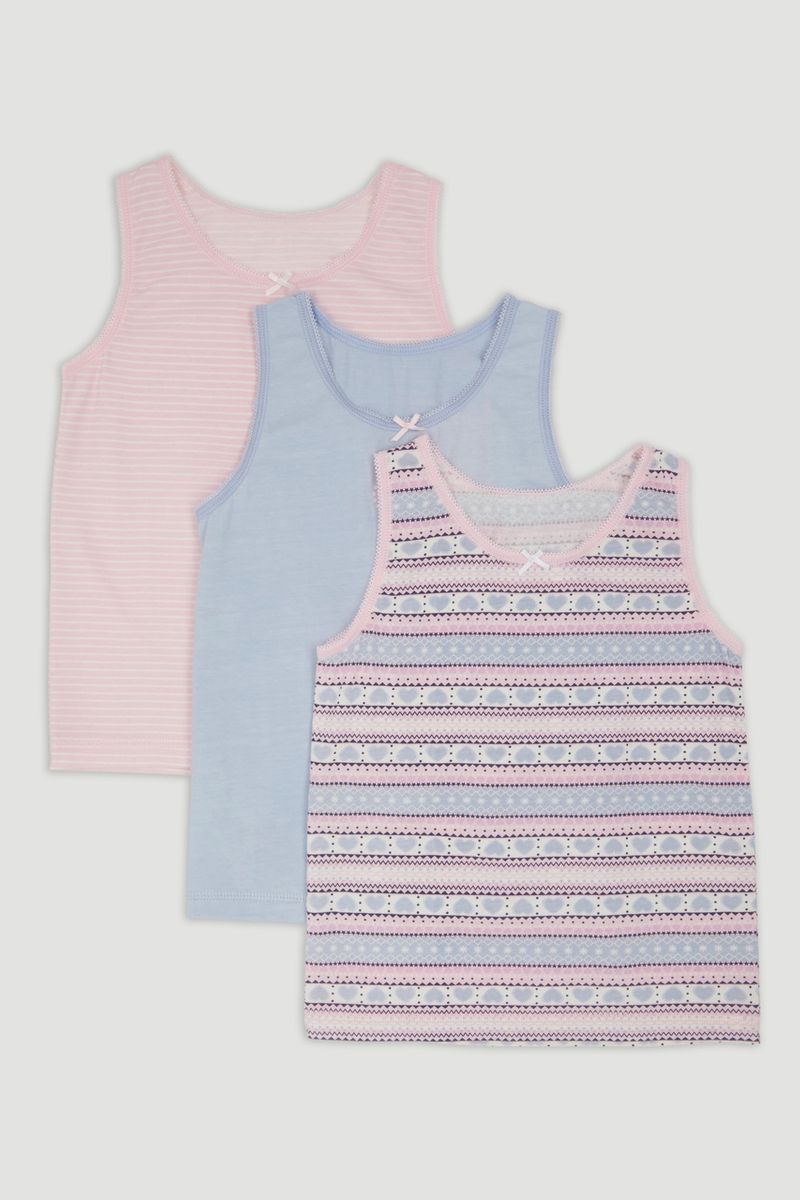 3 Pack Pink Fairisle Vests