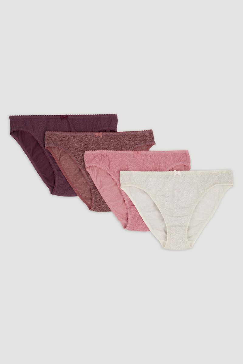 4 Pack Dotty Print High Leg Briefs