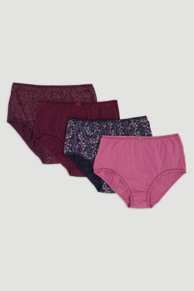 4 Pack Purple Floral Full Briefs