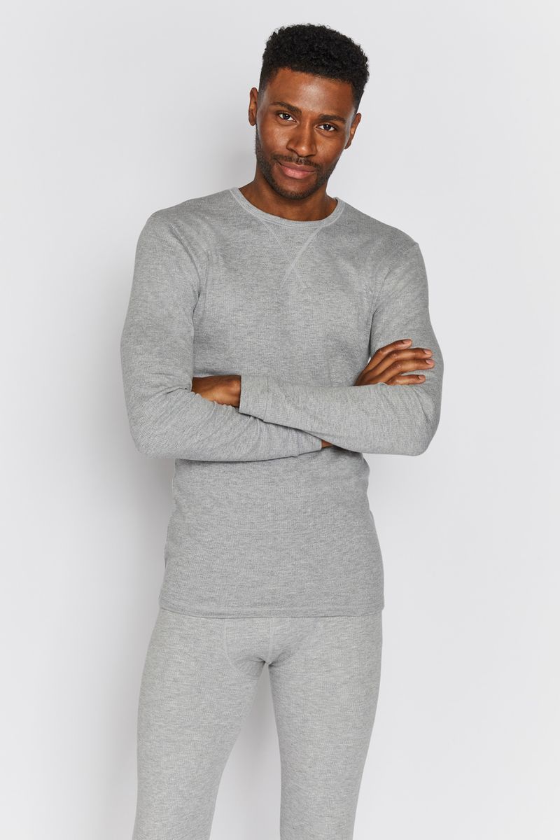 Mens Grey Marl Thermal Top