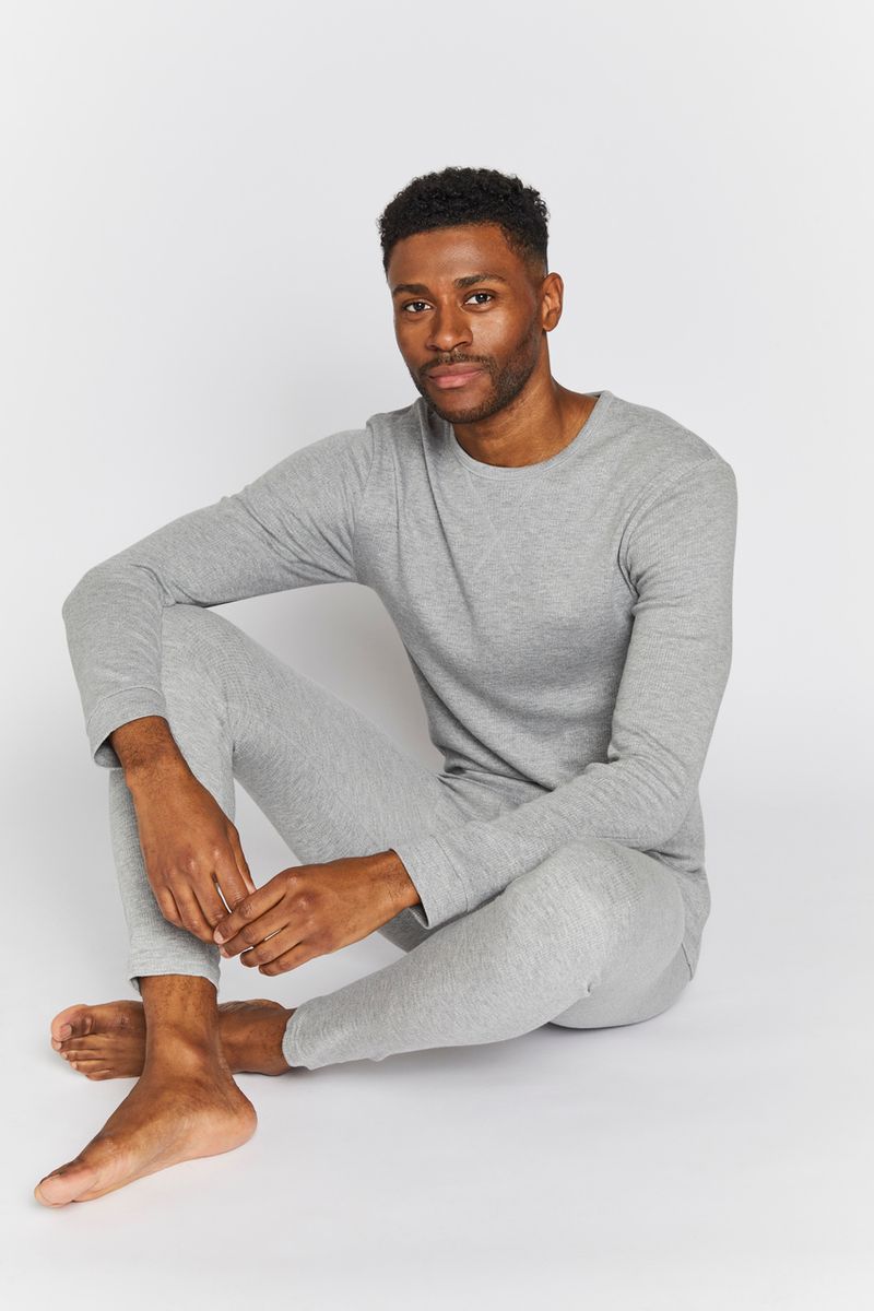 Mens Grey Marl Thermal Long Johns