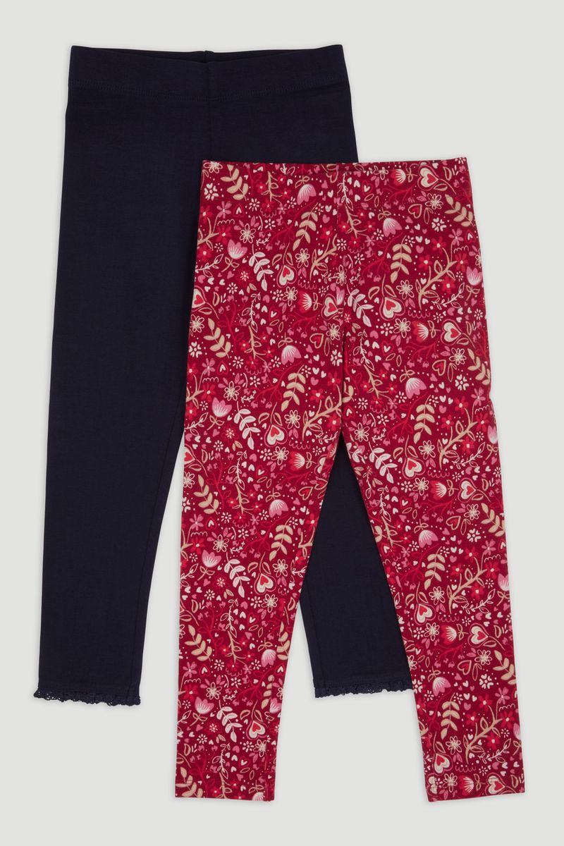 2 Pack Red Flower Leggings