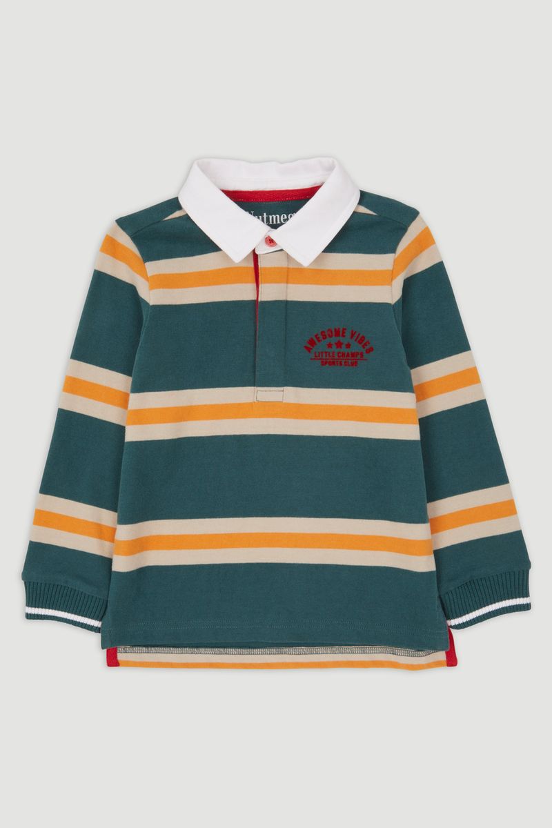 Stripe Rugby Embroidered Polo Shirt