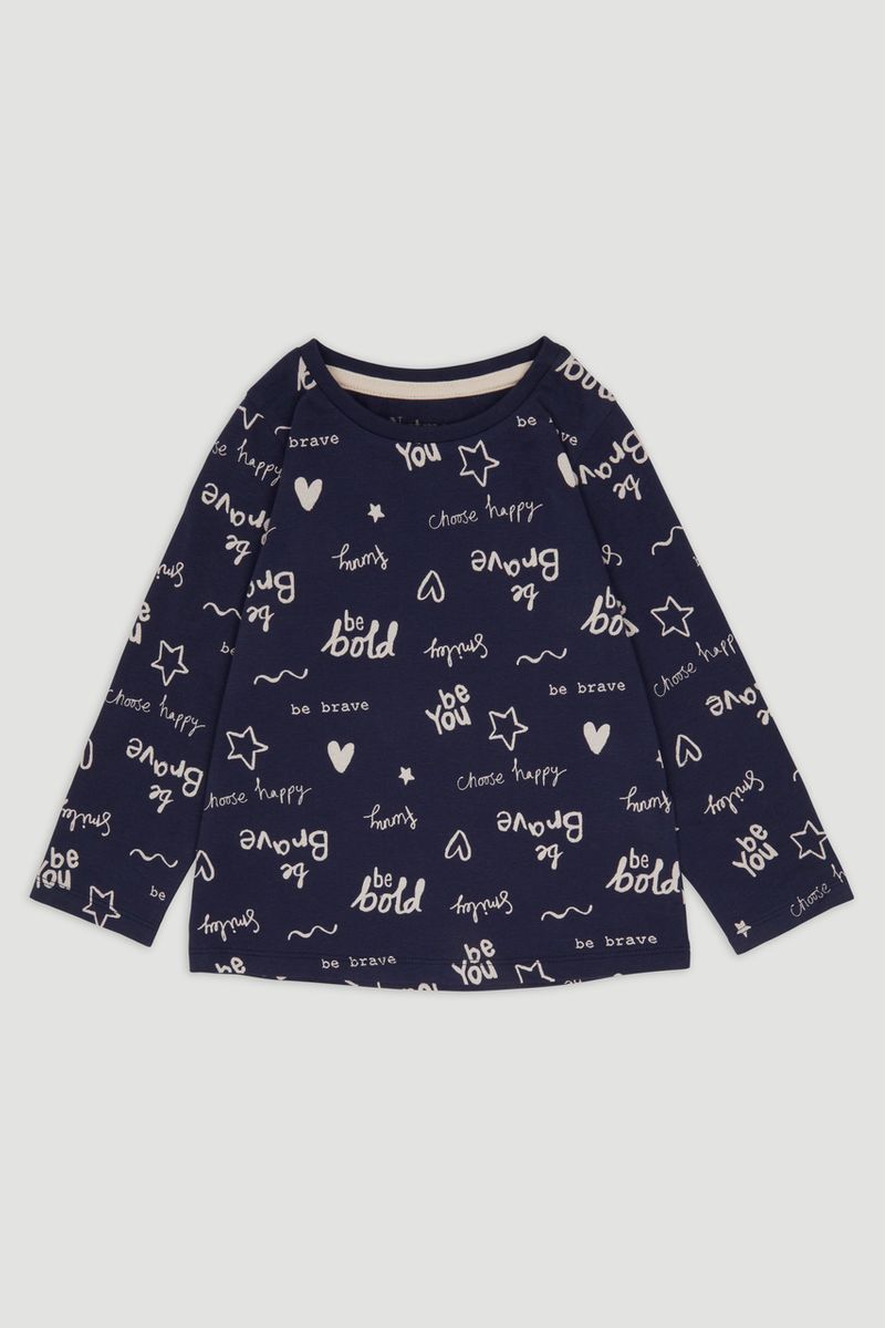 Navy Positive Slogan T-shirt