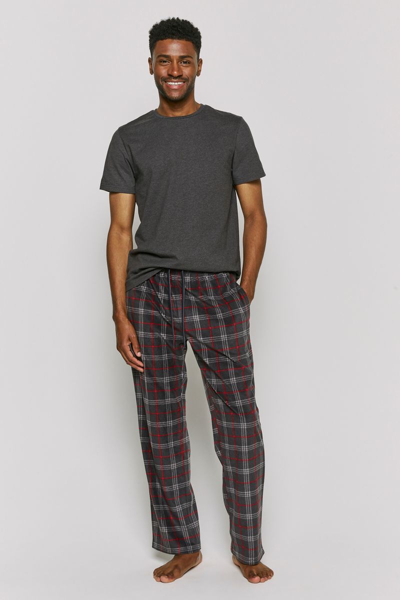 Grey Check Fleece Pyjama Bottoms