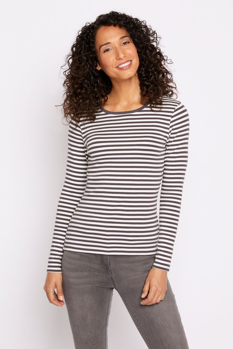 Fitted Long Sleeve Stripe T-shirt