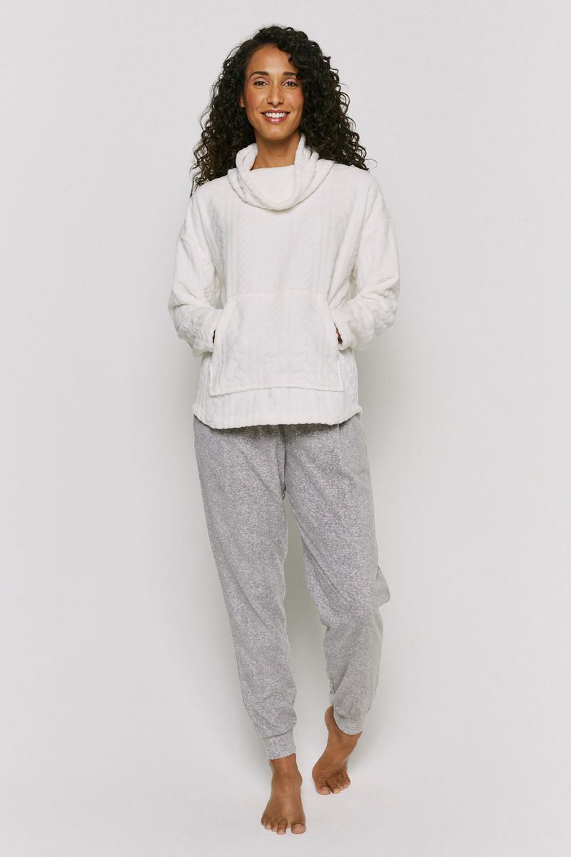 Cream & Grey Fleece Loungewear Set