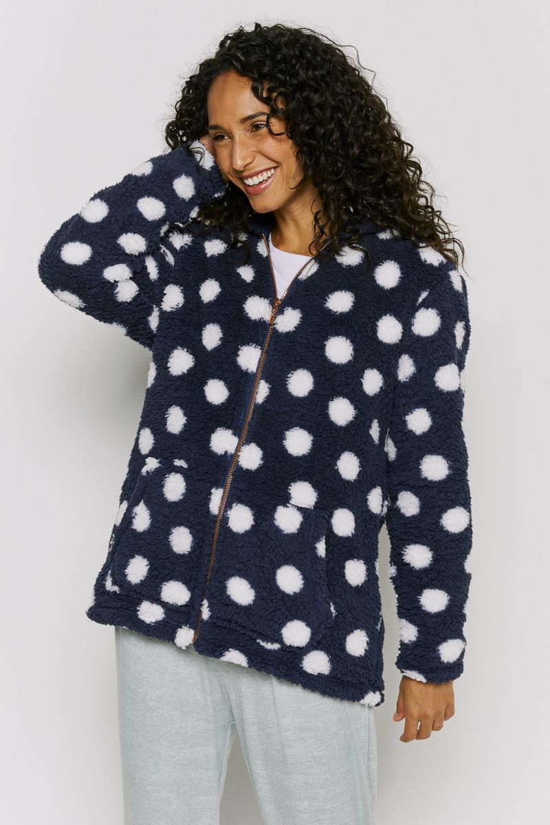 Navy Spot Fleece Hoodie
