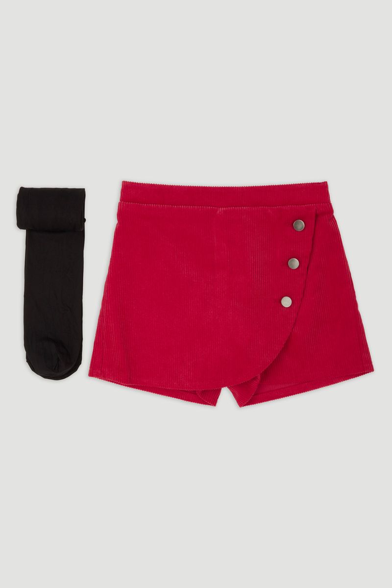 Red Cord Skort & tights