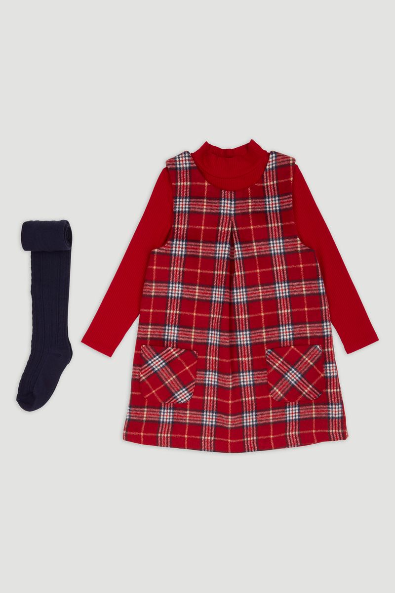 Red Check Pinafore Dress set 1-6yrs