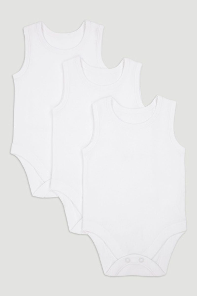 3 pack white vest bodysuits