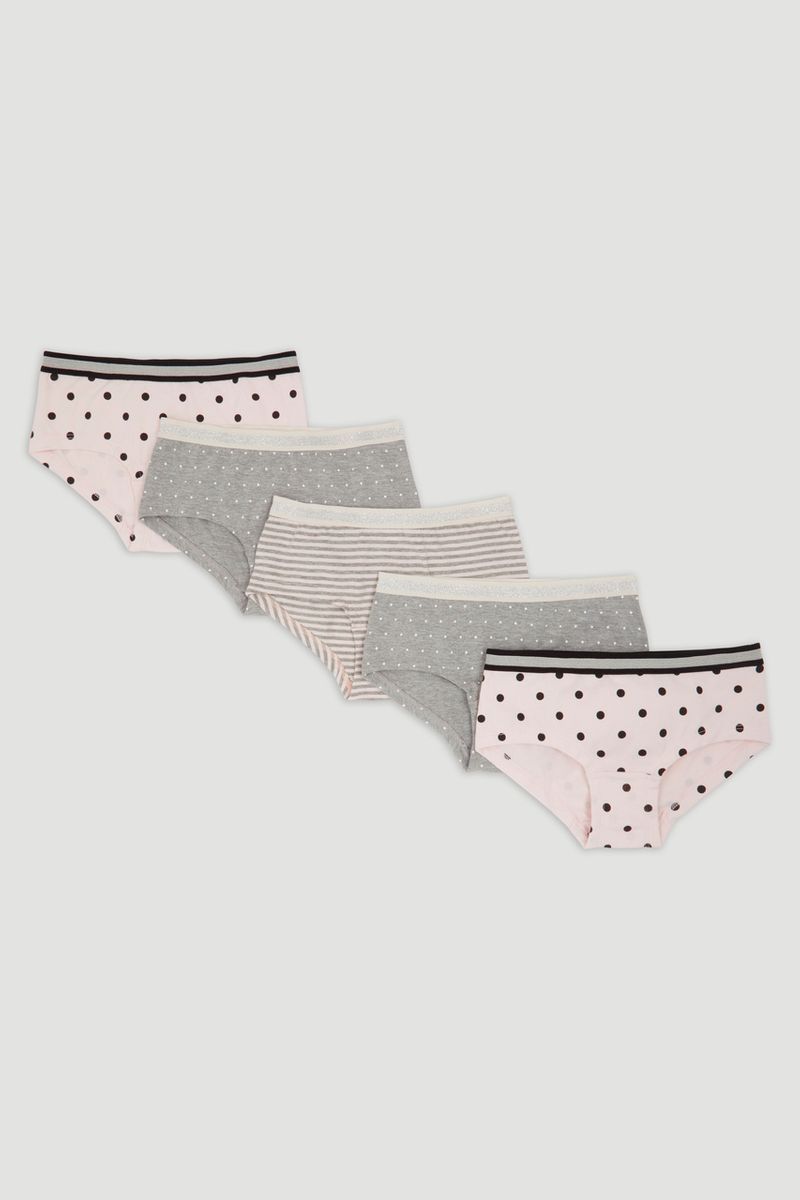 5 Pack Dotty & Stripe Glitter Shorts