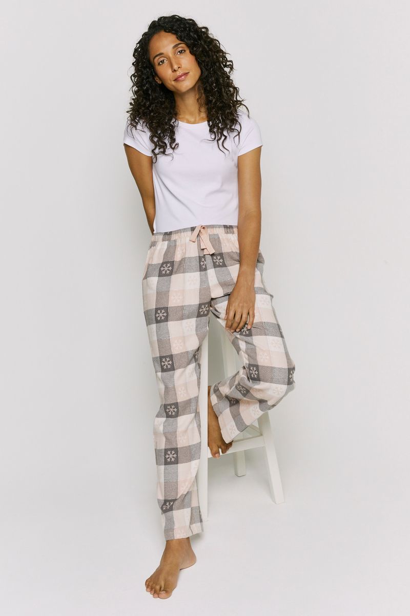 Pink Snowflake Check Pyjama Bottoms