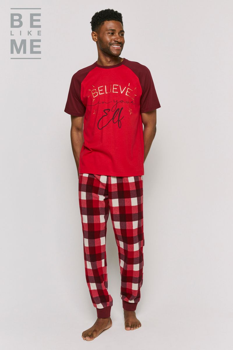 Family Of Mens Christmas Elf Pyjamas