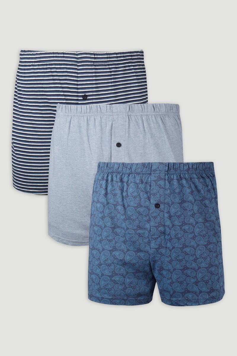 3 Pack Blue Paisley Boxers