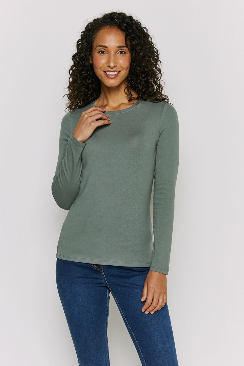 Long Sleeve Fitted Teal T-shirt