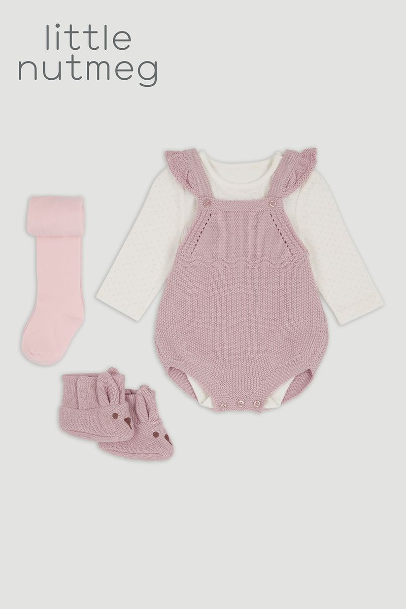 Little Nutmeg Lilac Knitted Romper set