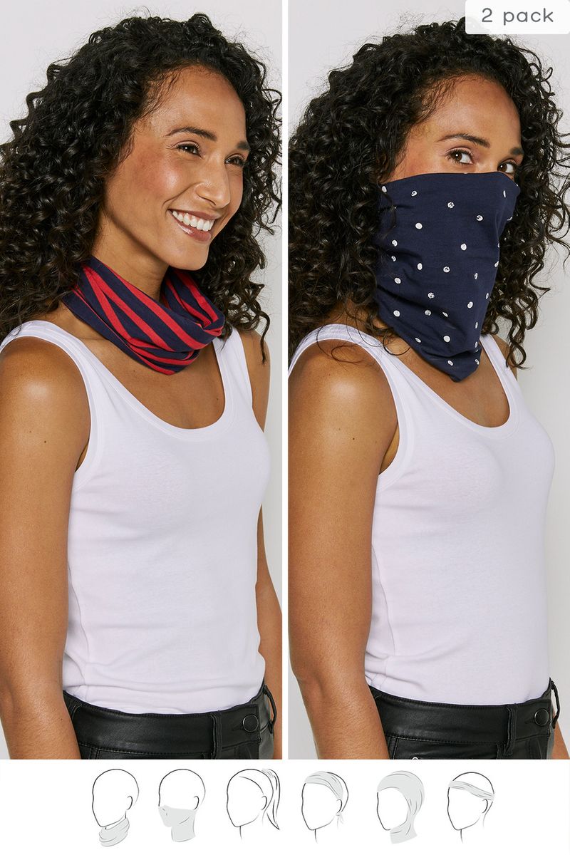 2 Pack Multi-use Spots & Stripes Neck Bands