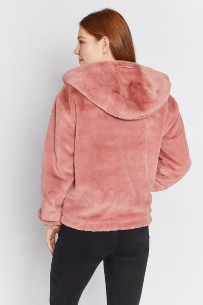 faux fur hoodie pink