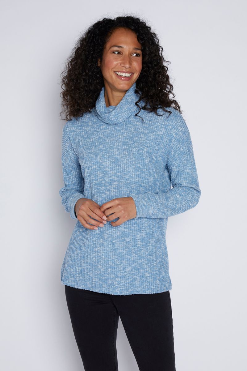 Blue Cowl Neck Tunic