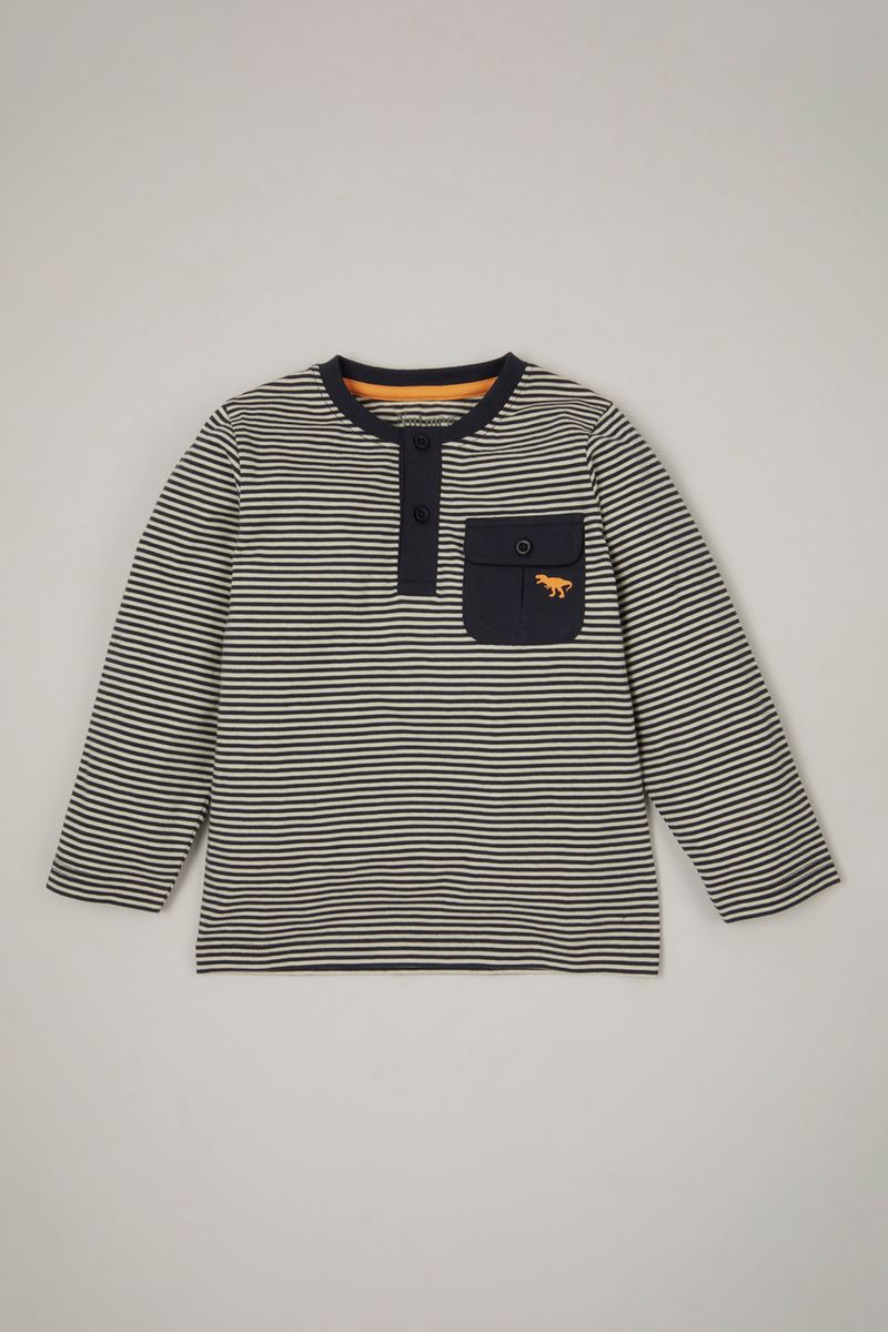 Stripe Dino Embroidered T-shirt