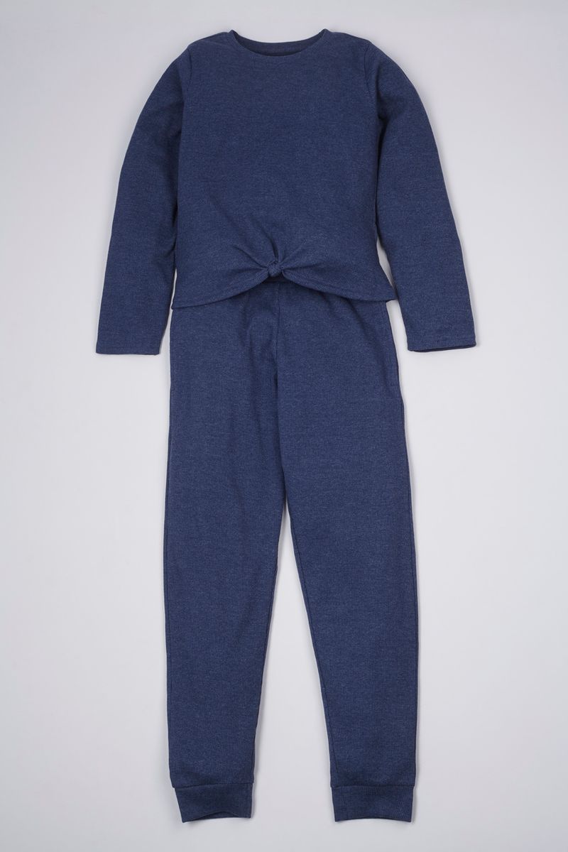 Navy Ribbed Lounge Set