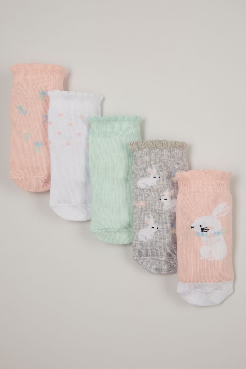 5 Pack Pink Bunny socks