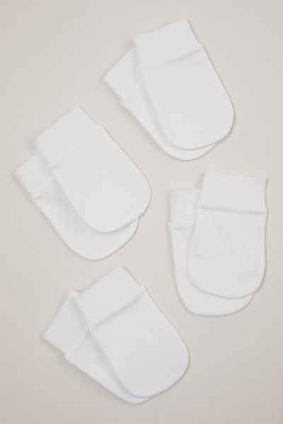 4 Pack White Scratch mitts