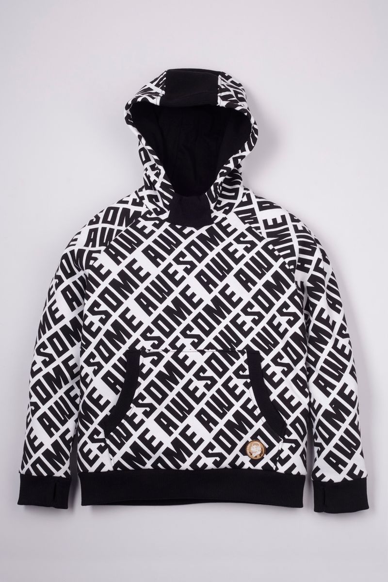 Monochrome Slogan Print Hoodie