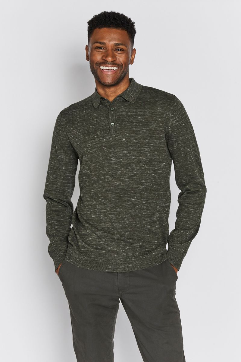 Khaki Long Sleeve Knit polo