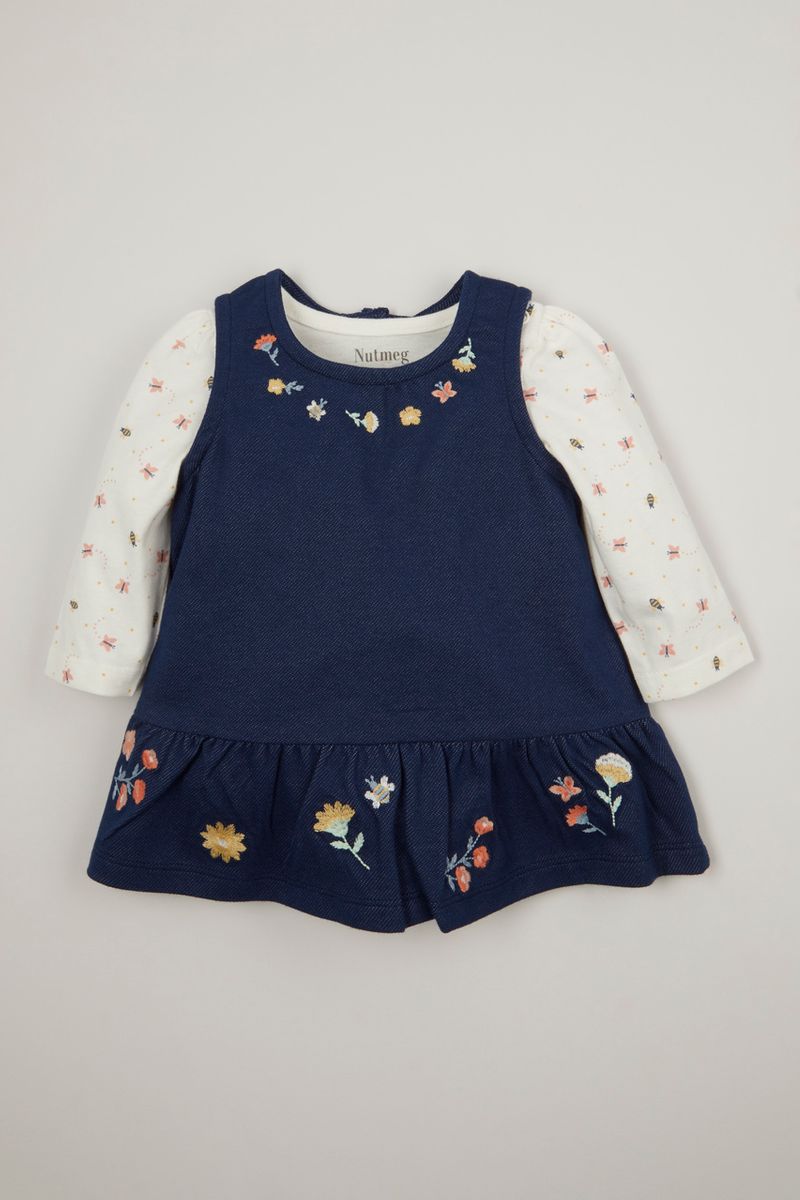 Denim Jersey Pinafore Dress set