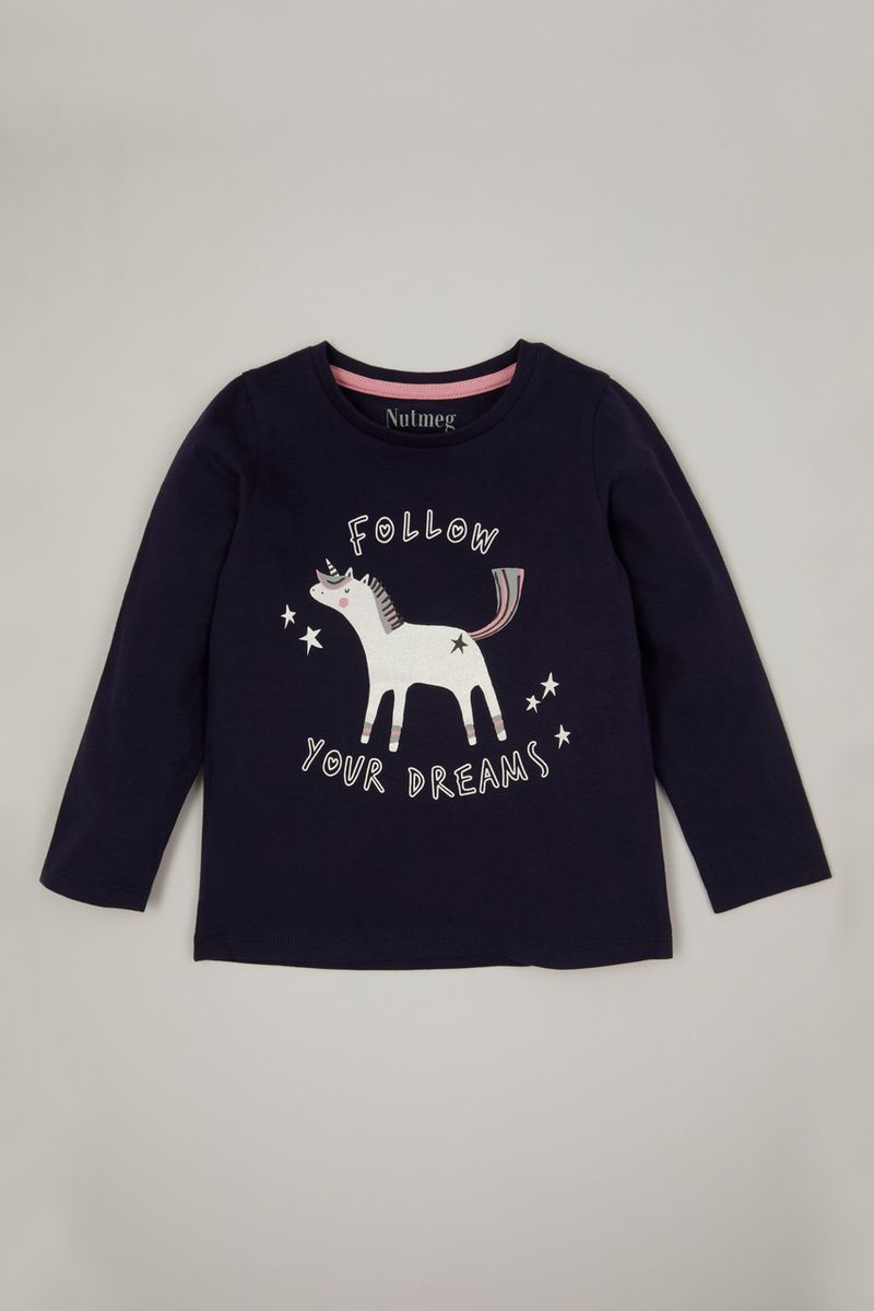 Navy Unicorn T-shirt 1-10yrs