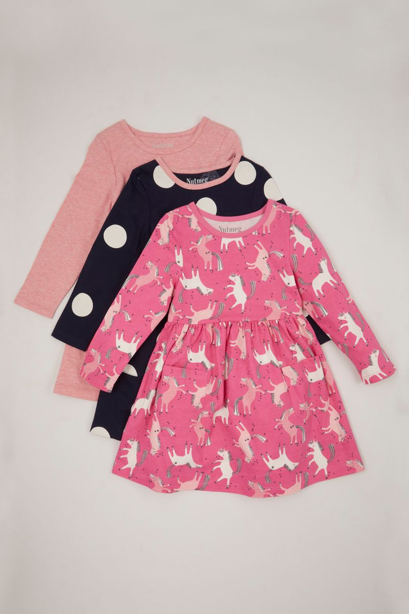 3 Pack Unicorn Jersey dresses 1-10yrs