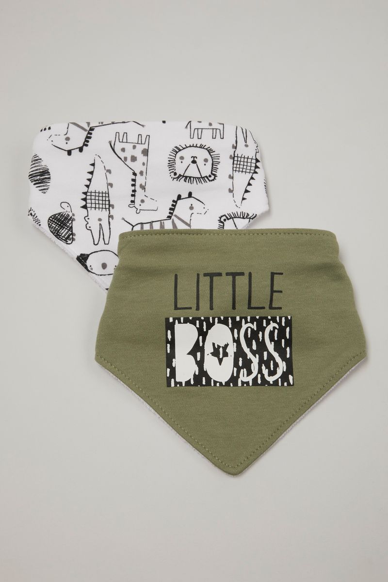 2 Pack Khaki Little Boss Bandana Bibs