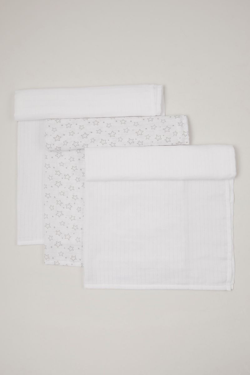 3 Pack White Muslin squares