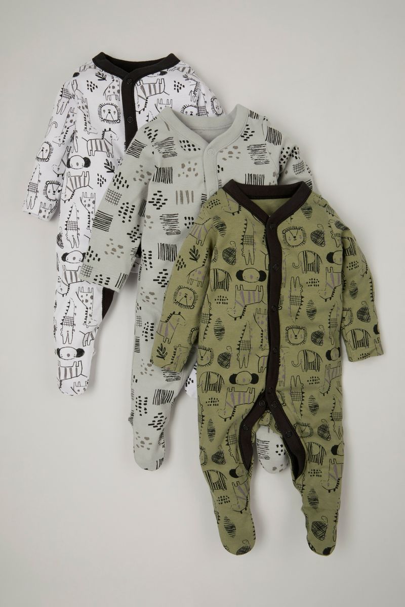 3 Pack Crocodile sleepsuits