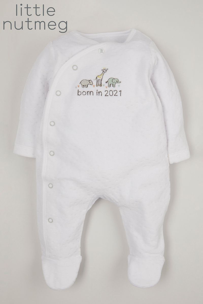 Little Nutmeg Born in 2021 Velour sleepsuit
