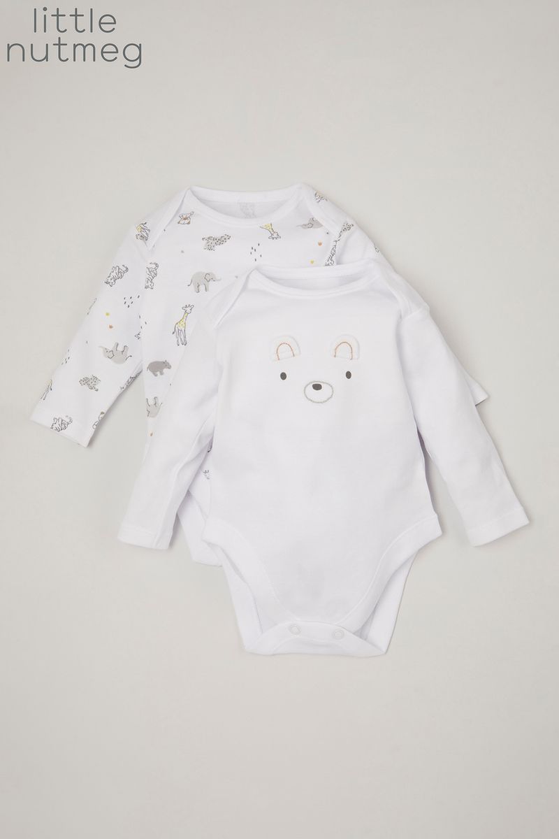 Little Nutmeg 2 Pack White bodysuits