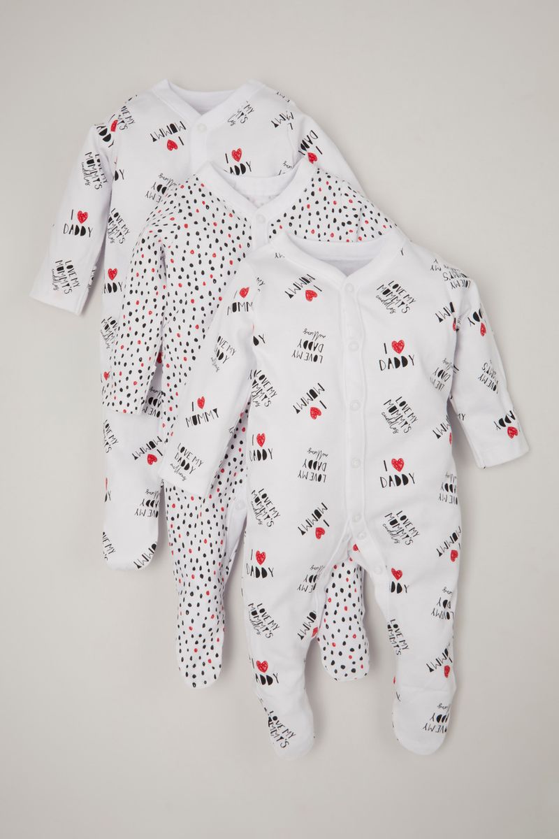 3 Pack Mummy & Daddy Sleepsuits